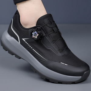 รองเท้าวิ่งผู้ชายสีเบจสีดำแบบมีหัวเข็มขัดปิด พื้นรองเท้านุ่ม ทนทานต่อการสึกหรอ รองเท้ากีฬาลำลองสำหรับเดินทาง โฟร์ซีซั่นส์ - Product Image 4