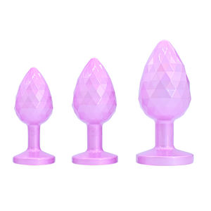 新しいデザイン3pcs安全なステンレス金属アナルバットプラグジュエリーベースアナルプラグ男性女性カップル用 - Product Image 1