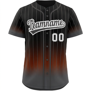 เสื้อเบสบอลแบบซับลิเมชั่นสั่งทำพิเศษ 100% โพลีเอสเตอร์ ระบายอากาศได้ดี ป้องกันแบคทีเรีย แห้งเร็ว สีชมพูอมเทาไล่เฉดสีดำ แขนสั้น - Product Image 3