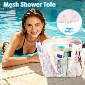 Multi-purpose <b>Shower</b> <b>Storage</b> Mesh Tote Bag with 2 Handles for Toiletry Bathroom Beach Travel Camping Essentials Organiser Bag - Product Image 5