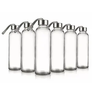 500ML Glass Water Bottle With Silicone Sleeve Borosilicate Glass Water Bottle With Bamboo Lid Sport Style Gym Activity