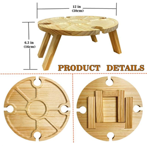 Xách tay 2 trong 1 pho mát bằng gỗ khay thức ăn bằng gỗ gấp Dã Ngoại bảng với rượu thủy tinh chủ - Product Image 6