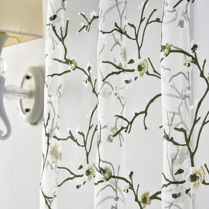 Tenda traforata trasparente con stampa floreale prugna <span class=keywords><strong>verde</strong></span> americana decorazione per la casa rifinita tenda trasparente perforata - Product Image 6