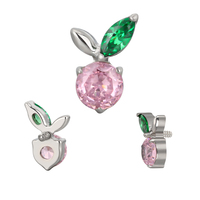 Perhiasan mode G23 anting-anting Titanium cincin hidung wortel dengan bulat CZ pusat berulir Interanlly Top Labert perhiasan tindik