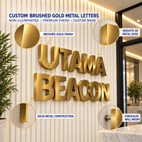 Lettres en acier inoxydable brossé or 3D personnalisées, plaque de logo murale en métal non éclairée pour le fond de réception de bureau, boutique