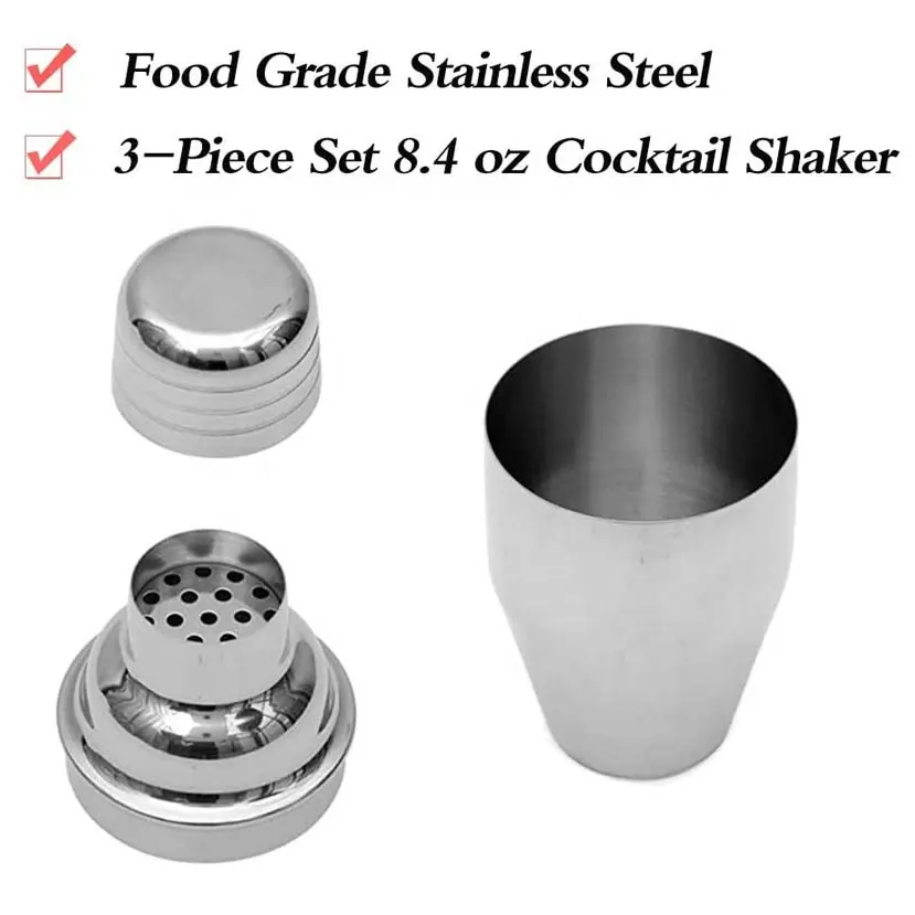 8oz Cocktail Shaker 250ml Martini Shaker in acciaio inox tazza bottiglia di bevande Home Bar strumenti barista Kit