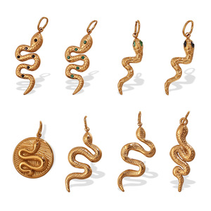 จี้รูปงูแบบมีธีม ทำจากสแตนเลสสตีล ชุบทอง 18K รูปทรงสัตว์ สำหรับสร้อยคอ สร้อยข้อมือ ของขวัญ ฤดูใบไม้ผลิ 2025 - Product Image 5