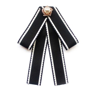 Fleur de col pour <span class=keywords><strong>uniforme</strong></span> JK féminin, nœud papillon polyvalent en ruban noir et blanc - Product Image 5