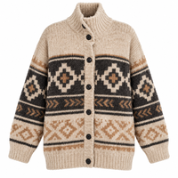Cardigan en tricot personnalisé pour homme, pull jacquard nordique boutonné, pull épais, fabrication de vêtements en tricot en gros sous marque privée