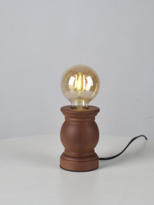 Minimalist Wooden <b>Desk</b> Lamp E27 LED Bulb Brown Base Round Shade Small Size Bedroom Nightlight Decorative Table Lamp - Product Image 2