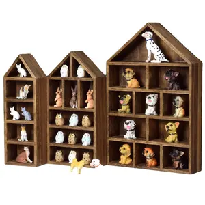 House-Shaped Wooden Shadow Cubby Box Wall & Display Shelf for Elegant Home or Office Display