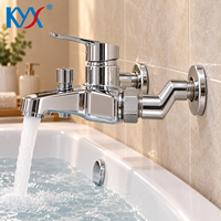 Adaptateur coudé décalé en laiton finition chromée pour robinet de douche de salle de bain