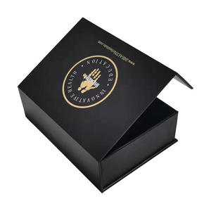 Cardboard Foil Stamping Custom Apparel Book Shape Clothes Packaging Paper <b>Box</b> Custom Luxury Clothing <b>Black</b> Packaging <b>Box</b> - Product Image 1