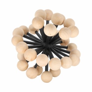 Sfera Decorativa con Pomelli in Legno, Scultura Moderna in Metallo e Legno per Soggiorno, Ufficio, Bagno - Product Image 1