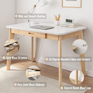 Minimalist Modern Nordic Room Study Student Computer Table Home Furniture Office <strong>Desk</strong> Bedroom Bamboo <strong>Wooden</strong> Writing <strong>Desk</strong> - Product Image 2
