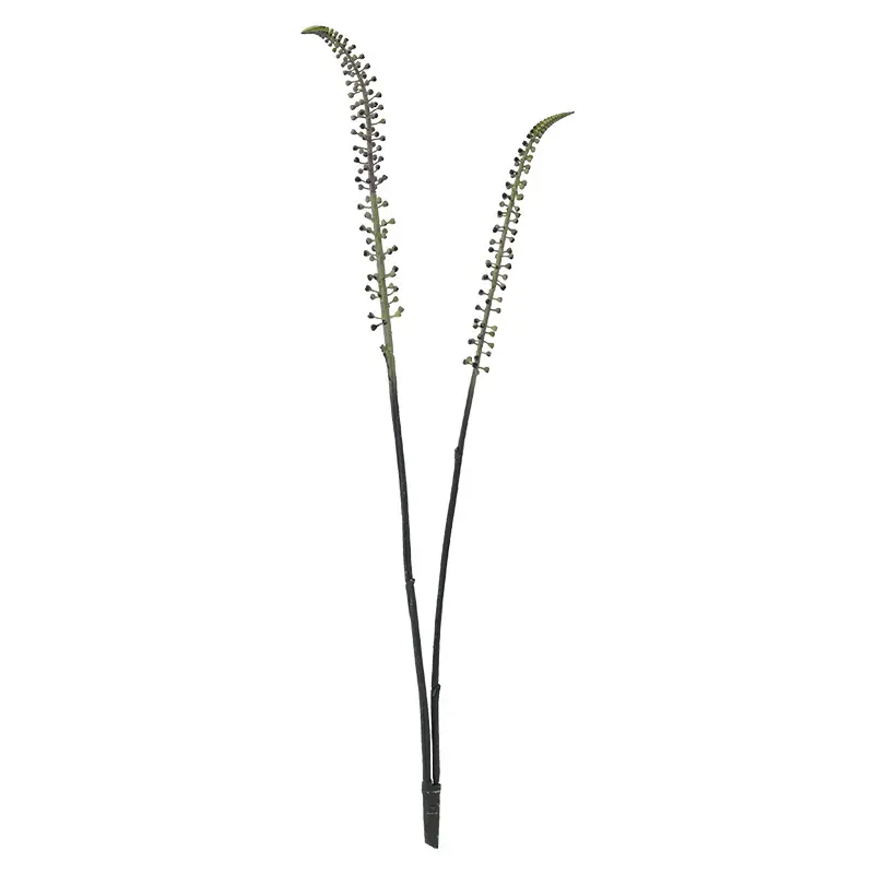 cheap wholesale artificial flowers Single 2-pronged plastic simulated green horsetail grass for indoor weddings