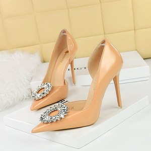 2025 Pointed Crystal Buckle Sandals Stiletto High Heels Red Women's <b>Shoes</b> - Product Image 2