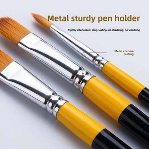 Ensemble de pinceaux plats professionnels à poils en nylon pour aquarelle et <span class=keywords><strong>peinture</strong></span> à l'huile, application épaisse et uniforme, sans perte de poils, grandes, moyennes et petites tailles - Product Image 3