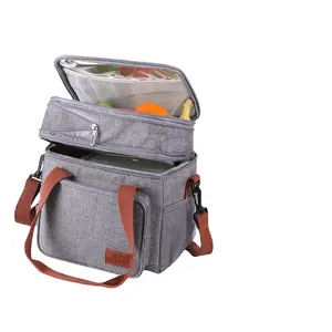 Men's Double Compartment Lunch Bag Insulated Lunch Cooler Tote Large Expandable Reusable Water-resistant Women Lunch Box