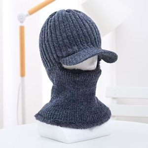 Winter Knitted Ski Cap Fleece Lined <b>Warm</b> Windproof <b>Hat</b> For Men Adults Outdoor Cycling Protection Navy Blue - Product Image 2