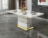 Ensemble de table à manger carrée XMSJ YM01 avec 4 et 6 chaises, finition dorée moderne de luxe, meubles de salle à manger réglables