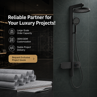 Système de douche moderne noir mat à touches piano, ensemble de douche de luxe pour salle de bain avec jet de pluie doux, mitigeur mural et douchette à main