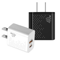 Cargador de Pared de 40W con Carga Rápida, 2 Puertos QC4.0 PD USB C, Adaptador de Corriente para Teléfono Móvil con Caja