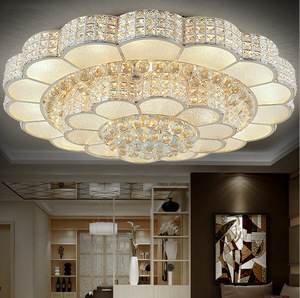 Grand luminaire de plafond en cristal, <span class=keywords><strong>design</strong></span> en forme de fleur, luminaire de plafond en cristal doré de luxe à LED pour salon, bureau à domicile - Product Image 3