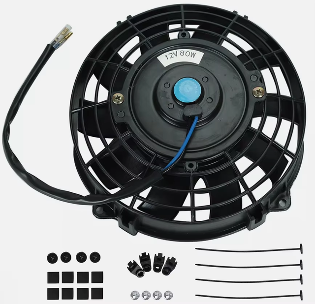 Universal 9" Inch Electric Slim Radiator Cooling Fan with Fan Mounting Kit E633 04SDB4009BBK