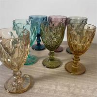 Offre Spéciale Verres à Vin et Cocktails Vintage Bord Doré, Vaisselle en Verre Multicolore pour Mariage et Fête, Gobelets Verts Bleus Violets Roses