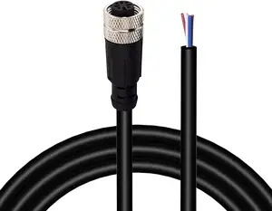 Câble d'alimentation coaxial High Flex Câble d'extension de connecteur M12 mâle et femelle 4/5/8 broches 2 mètres (câble de 2 m avec prise unique)