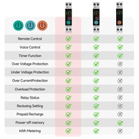 Nouveau disjoncteur intelligent Wi-Fi Tuya 1P+N avec compteur d'énergie 63A, contrôle à distance, protection contre les surtensions, mesure du Kwh, prépayé, 110V 230V