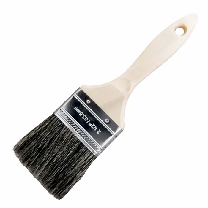 2.5 inch customized grey bristle mixed polyester hard wooden handle flat sash paint brush