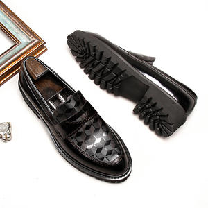 Zapatos Oxford de Hombre con Punta Cuadrada, Tacón Alto y Suela Gruesa de Cuero Genuino, Casuales y a la Moda, con Función Antideslizante y de Masaje - Product Image 3