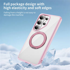 Coque de téléphone en TPU + acrylique pour Samsung S26 S25 S24 Ultra, support magnétique rotatif à 360°, protection transparente du dos, coque mobile - Product Image 5