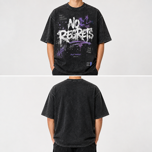 เสื้อยืดสีดำลายกราฟฟิตี <span class=keywords><strong>No</strong></span> <span class=keywords><strong>Regrets</strong></span> - Product Image 3