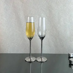 200 ml Silber Galvanisierung Stiel Kristall Champagnergläser Gläser Hochzeit Flöten