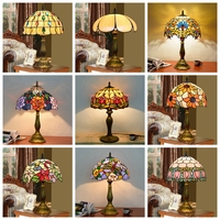 Lampe de table Tiffany Crecobo en verre teinté, lampe de bureau 12 pouces, décoration de chambre à coucher, éclairage intérieur, éclairage classique antique, lampe Tiffany