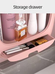 Drill-free Easy Install Bathroom Makeup Holder Waterproof Wall Hanging Cosmetics Organizer <b>Bathing</b> Products <b>Storage</b> Box - Product Image 4