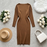 Robe fourreau Miyake automne à manches chauve-souris et col rond, haut de gamme, pour femme, qui flattere la silhouette, idéale pour le bureau ou les occasions décontractées, lavable