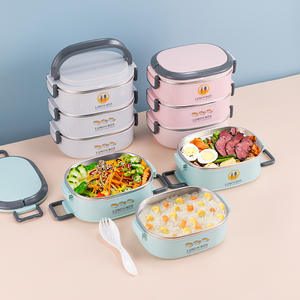 Maimai กล่องอาหารกลางวันสแตนเลสหลายชั้น, กล่องอาหารกลางวันแบบทิฟฟินแบบพกพาสำหรับเด็กสามารถใช้เข้า<span class=keywords><strong>ไมโครเวฟ</strong></span>ได้ - Product Image 3