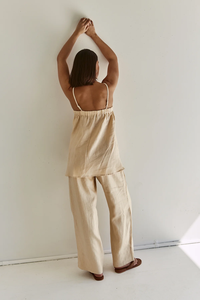 Nuovi arrivi Top e pantaloni senza maniche abito Casual <span class=keywords><strong>da</strong></span> <span class=keywords><strong>donna</strong></span> <span class=keywords><strong>in</strong></span> cotone e <span class=keywords><strong>lino</strong></span> Set due pezzi <span class=keywords><strong>da</strong></span> <span class=keywords><strong>donna</strong></span> - Product Image 5