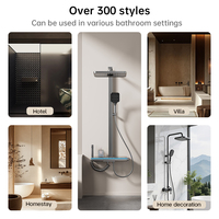 Ensemble de douche numérique 4 fonctions en aluminium 4151 avec affichage numérique, jets chauds et froids, effet pluie et étagère, idéal pour les salles de bain d'hôtels modernes - Vente en gros