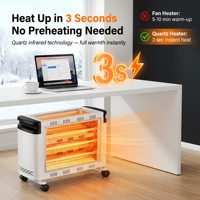 Radiateur électrique infrarouge portable sur pied en métal pour intérieur, 6 tubes de quartz, pour salon