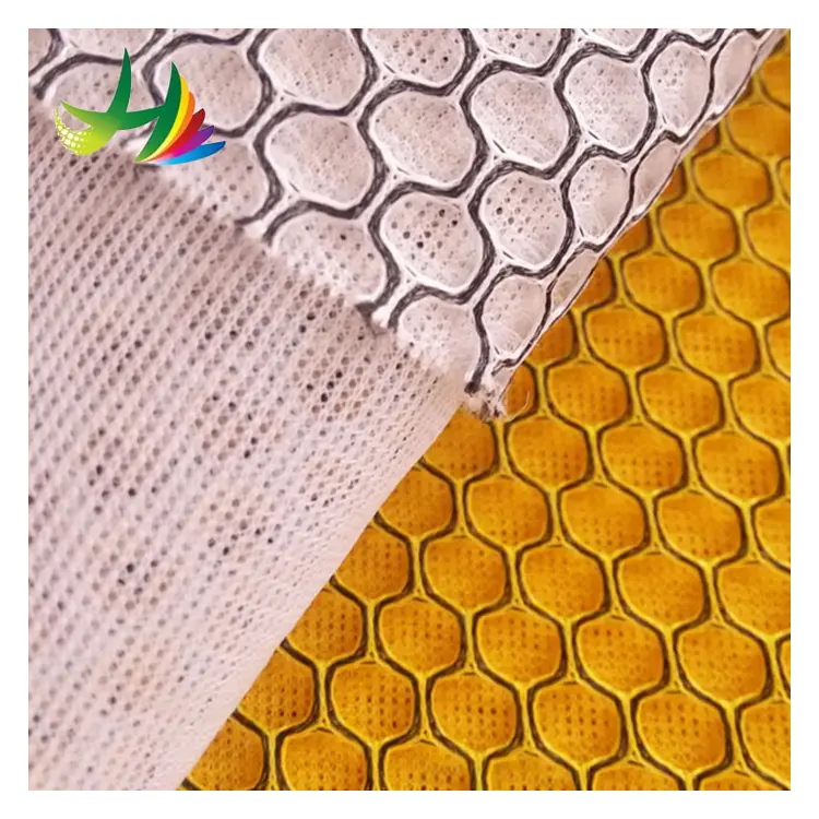 Free Sample Hexagon Pattern Two Tone Stiff Knitted 3D Air Spacer Sandwich Mesh Fabric Para Sofá