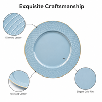 Assiettes de présentation bleues rondes de 13 pouces, durables, en plastique, pour assiettes de table, idéales pour les fêtes, la mise en table, les fêtes de fin d'année, les banquets et les mariages