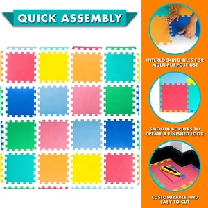 Wellshow Sport 1pc Carrelage <span class=keywords><strong>EVA</strong></span> Mousse Puzzle Tapis de jeu pour enfants Carreaux imbriqués avec bordures Équipement d'entraînement à domicile - Product Image 6