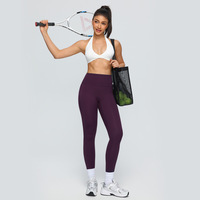 Pantalon de yoga taille haute en Spandex/Nylon brossé, effet seconde peau, uni, longueur mollet, pour femme, extensible, séchage rapide, coupe ajustée