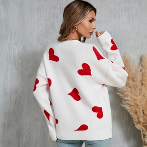 Wholesale <strong>Valentine</strong> Day Heart Fancy Pullover Women's Graphic Knit Sweater Loose <strong>Jumper</strong> for Ladies - Product Image 4