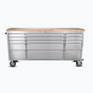 Hyxion عربات يدوية الفولاذ المقاوم للصدأ 72 بوصة صندوق أدوات المطاط الخشب العمل أعلى مع الاستخدام المنزلي - Product Image 4